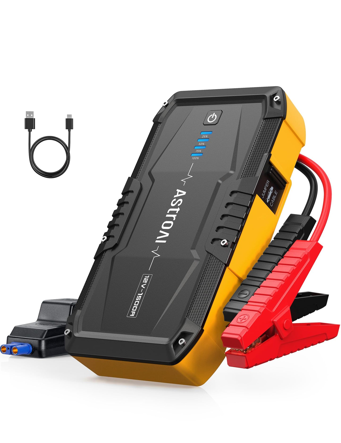 AstroAI S8 Car Battery Jump Starter, 1500A Peak Car Jumper Starter Battery Pack for Up to 6.0L Gas & 3.0L Diesel Engines, 12V Portable Jump Box with 3 Modes Flashlight and Jumper Cable