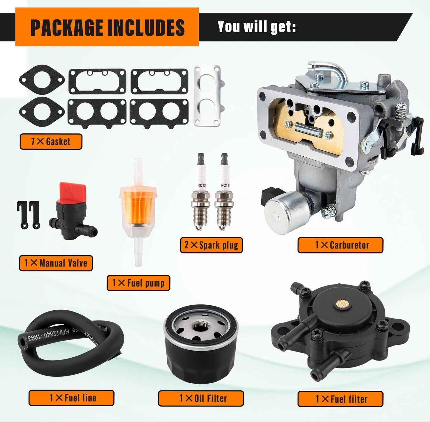 FH661V Carburetor for Kawasaki Engines - Includes Oil Filter and Fuel Pump