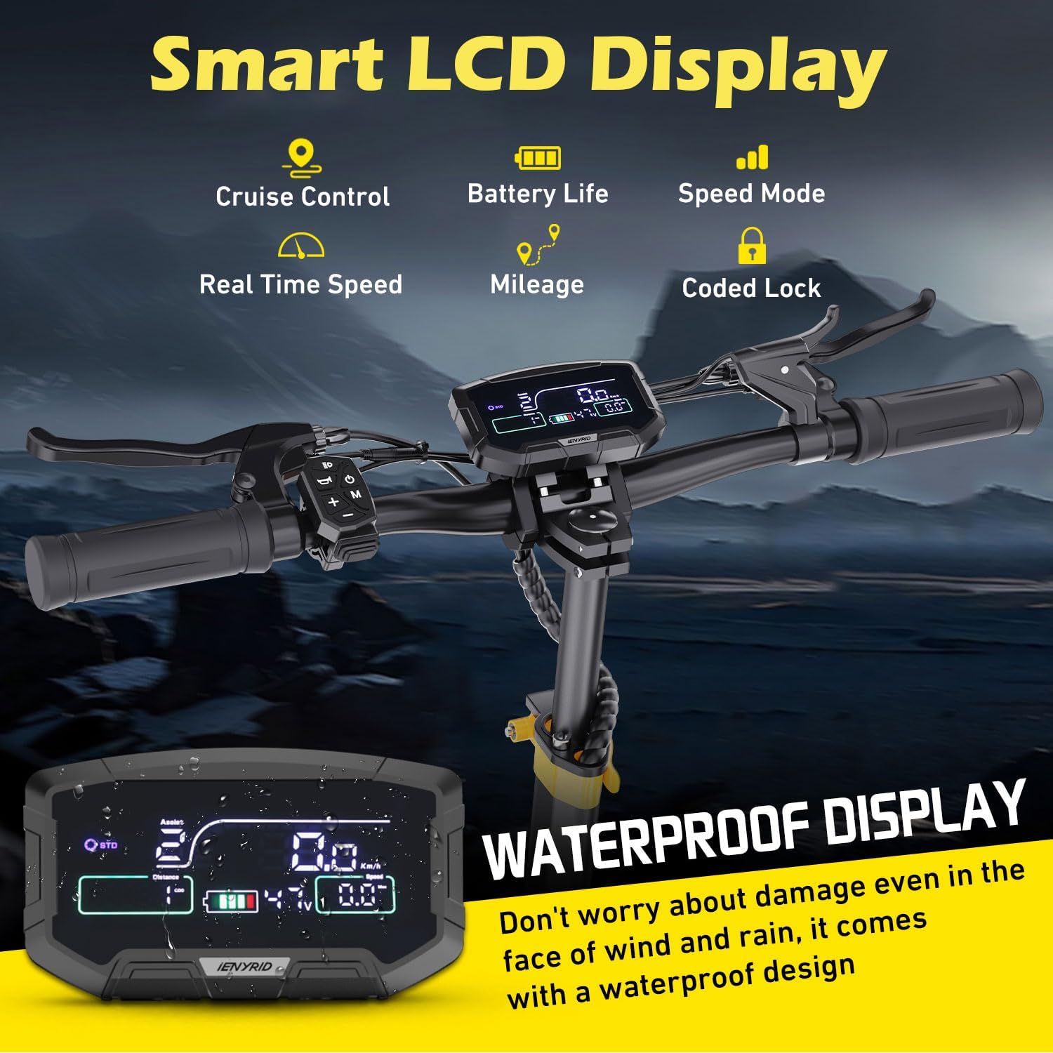   iENYRID ES1 Dual Motor Electric Scooter 2400W | 48V 20.8Ah, 38MPH, Off-Road, UL2272 Certified