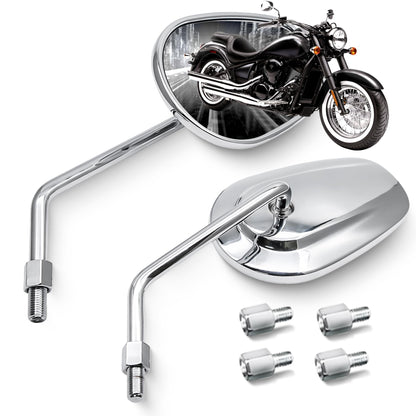 MZS Black Motorcycle Mirrors 10MM - Heavy Duty Aluminum Universal Rear View Side Mirror