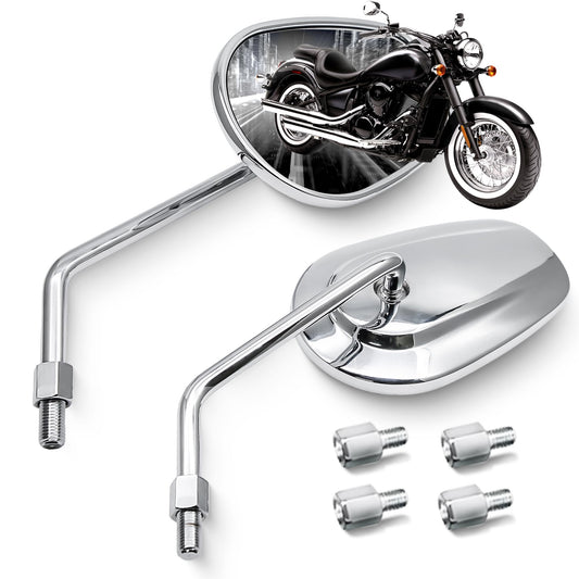MZS Black Motorcycle Mirrors 10MM - Heavy Duty Aluminum Universal Rear View Side Mirror
