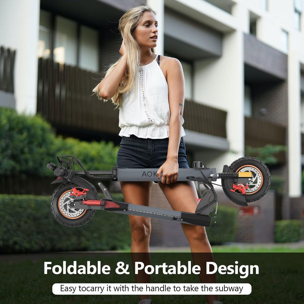   AOKDA A1 Folding Electric Scooter 800W 12.5Ah | 25MPH Speed, Dual Brakes, Off-Road Tires