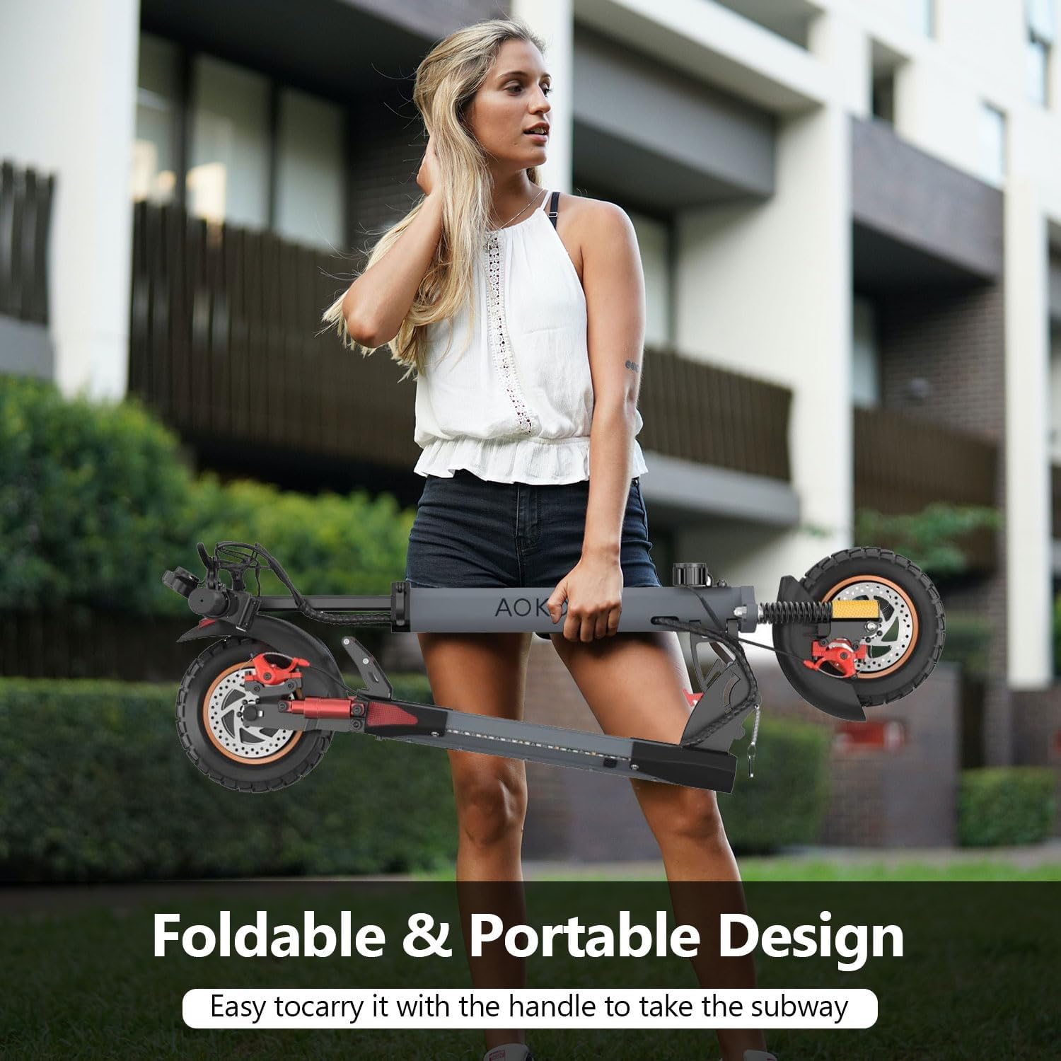  AOKDA A1 Folding Electric Scooter 800W 12.5Ah | 25MPH Speed, Dual Brakes, Off-Road Tires