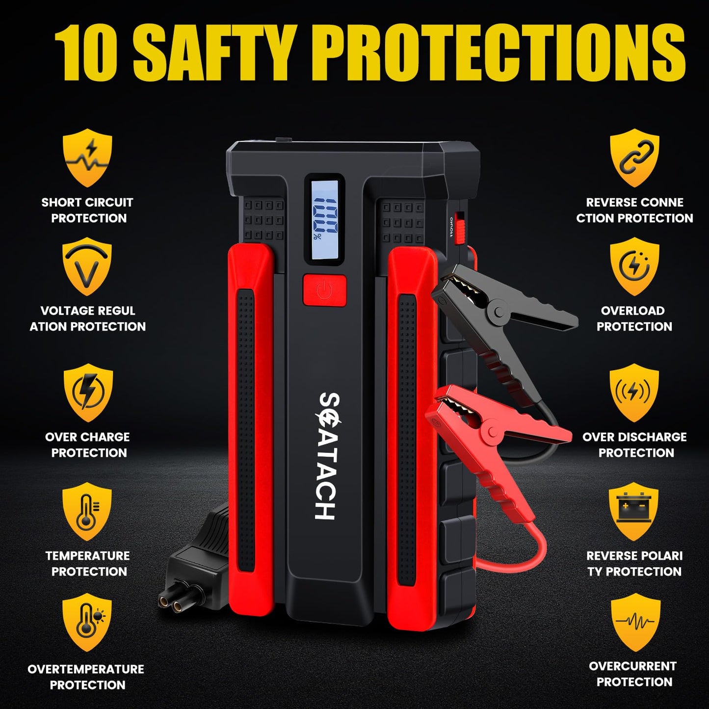 Scatach 002 4000A Car Battery Jump Starter - 12V Portable Battery Pack with LED Display