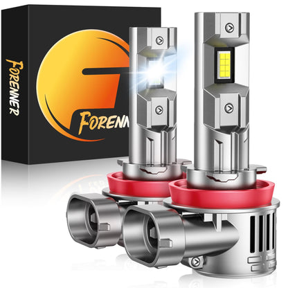 Forenner Fahren Upgraded H11/H9/H8 Bulbs - 40000LM, 900% Brighter, 6500K Cool White, Plug-N-Play with Cooling Fan