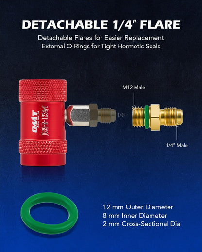 Orion Motor Tech R1234yf Quick Couplers Set - Complete Adapter Tool Kit for HVAC Charging