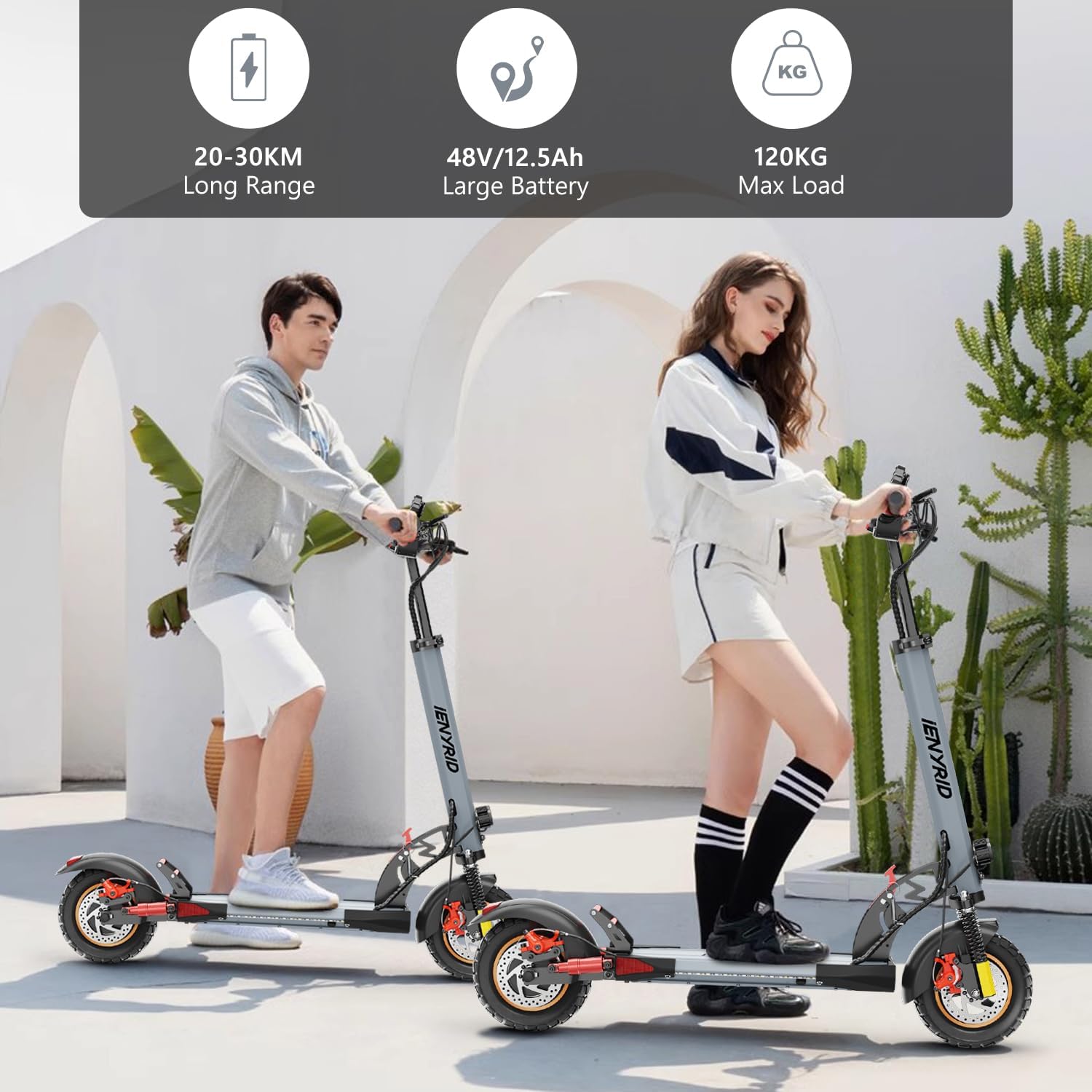   AOKDA A1 Folding Electric Scooter 800W 12.5Ah | 25MPH Speed, Dual Brakes, Off-Road Tires