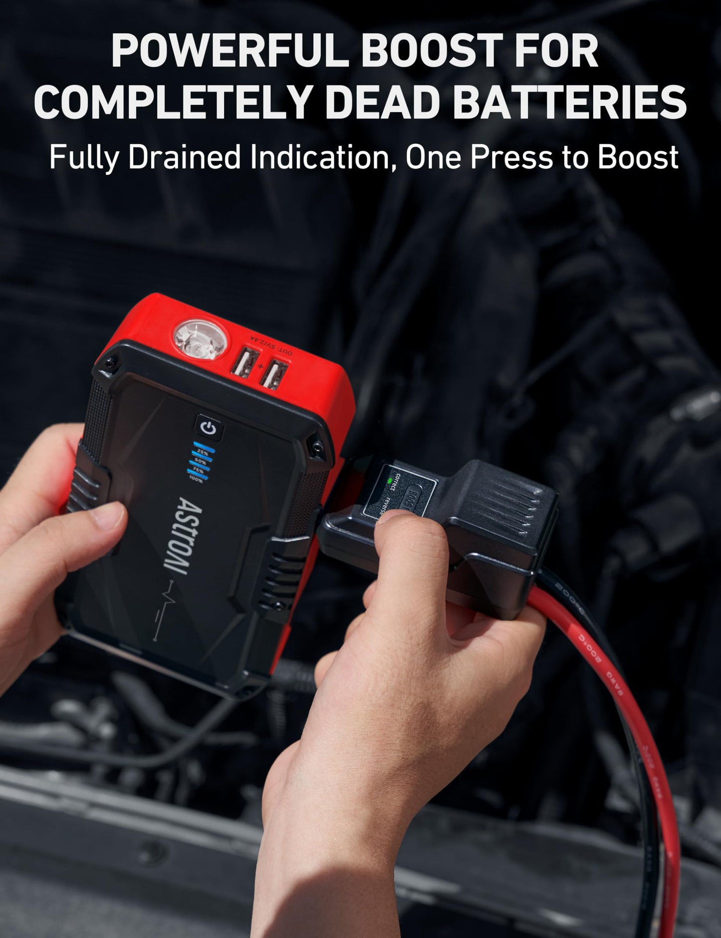 AstroAI S8 Car Battery Jump Starter, 1500A Peak Car Jumper Starter Battery Pack for Up to 6.0L Gas & 3.0L Diesel Engines, 12V Portable Jump Box with 3 Modes Flashlight and Jumper Cable