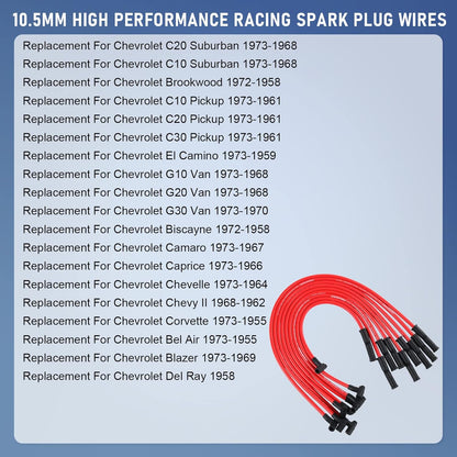 JDMSPEED New HEI Spark Plug Wires Set for SBC BBC 350 383 400 454 V8