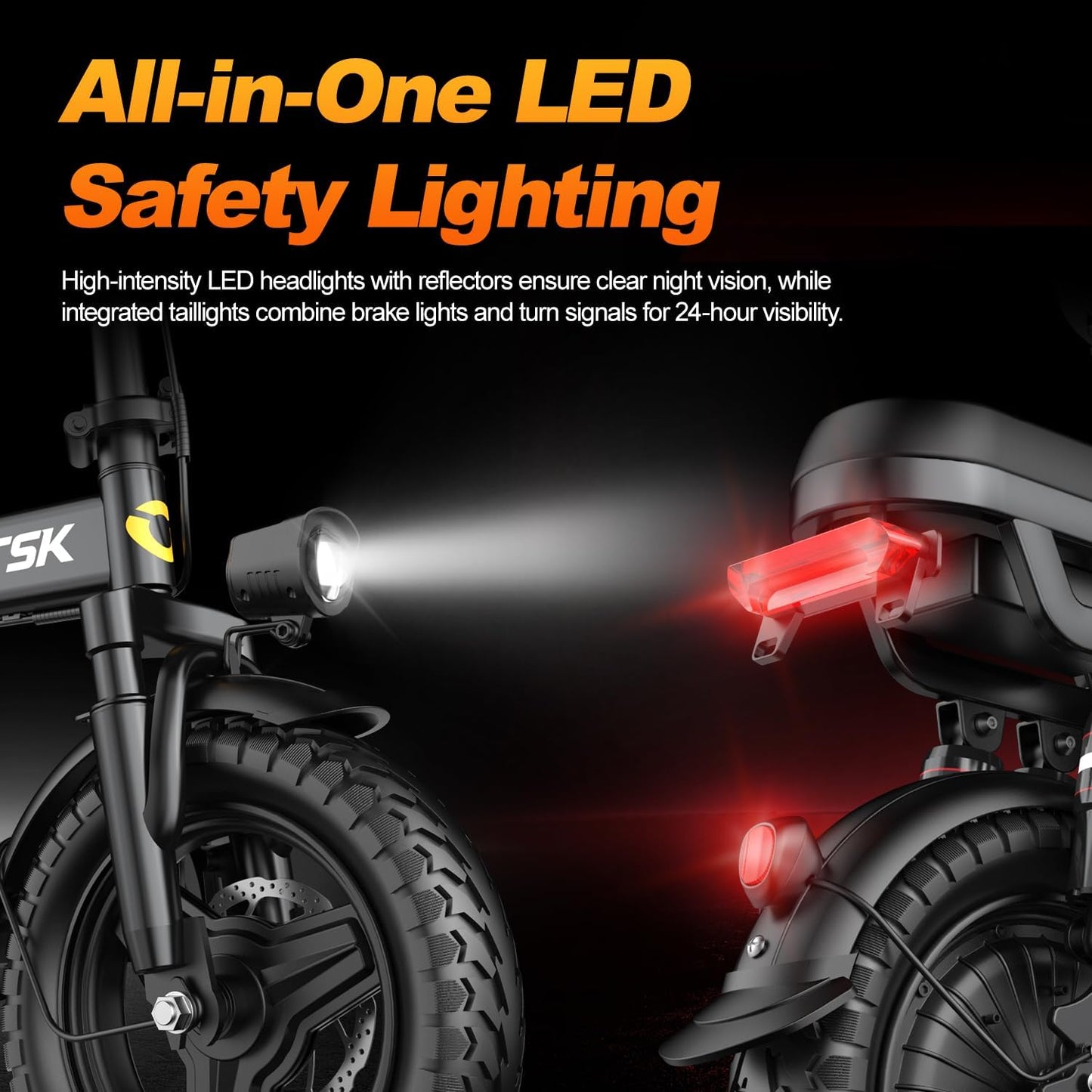 Aairsk RS5-20 14" Electric Bike | 500W Motor, 48V 20Ah Removable Battery, 25-40 Mile Range