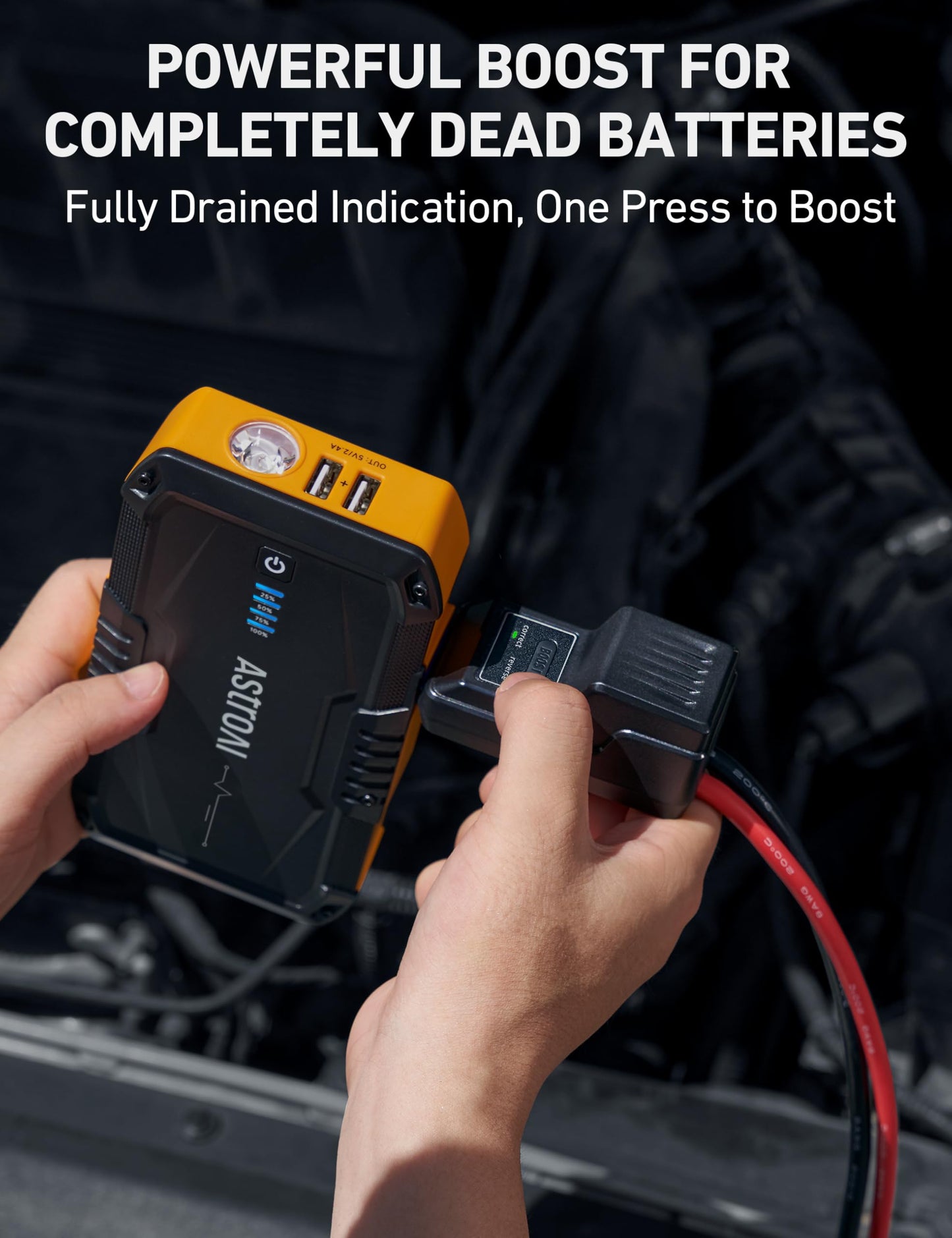 AstroAI S8 Car Battery Jump Starter, 1500A Peak Car Jumper Starter Battery Pack for Up to 6.0L Gas & 3.0L Diesel Engines, 12V Portable Jump Box with 3 Modes Flashlight and Jumper Cable