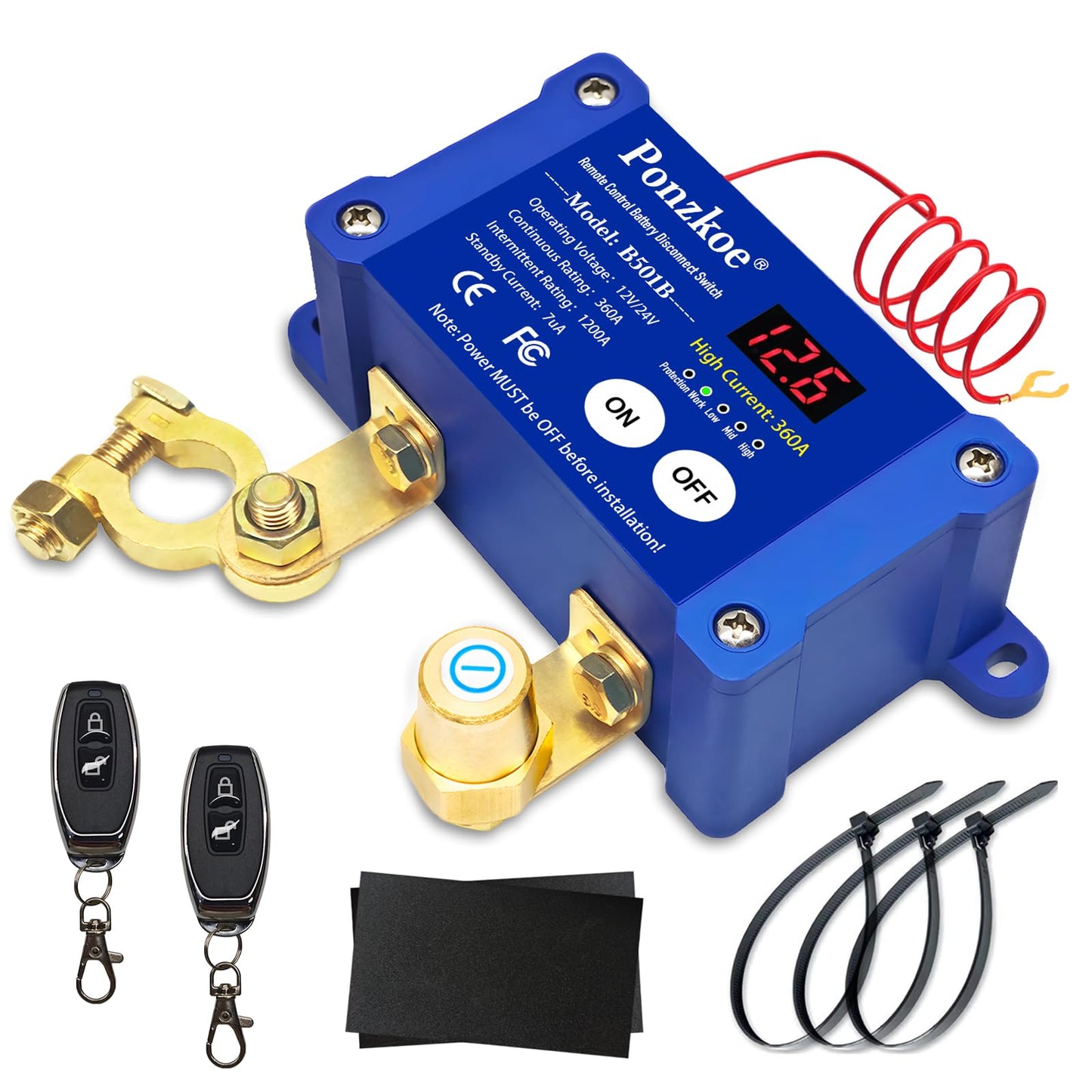 250A Smart Remote Battery Disconnect Switch - Quick Kill Switch for Cars, Marine, RVs, and More