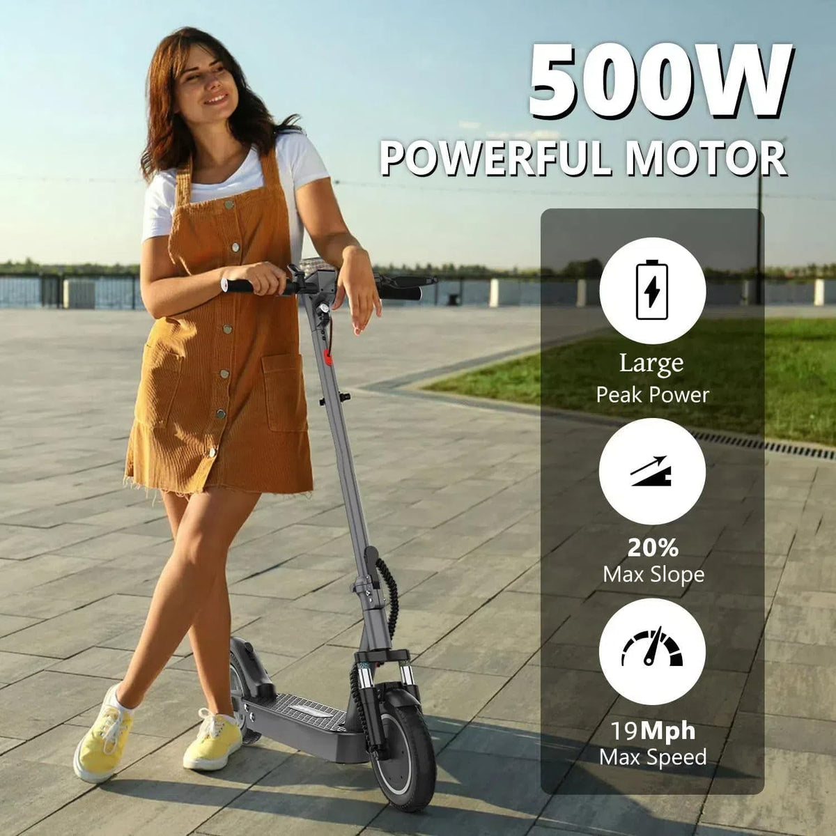   iE-M1 Electric Scooter 500W 36V 12.5Ah | 35KM/H Speed, Solid Tires, Dual Lights
