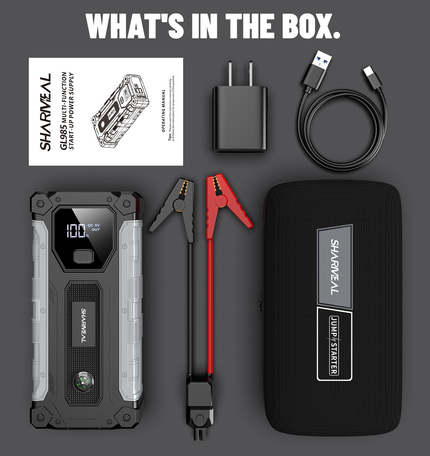 Car Jump Starter 4000A - Portable Jump Starter Battery Pack for 10.0L Gas & 8.0L Diesel Engines
