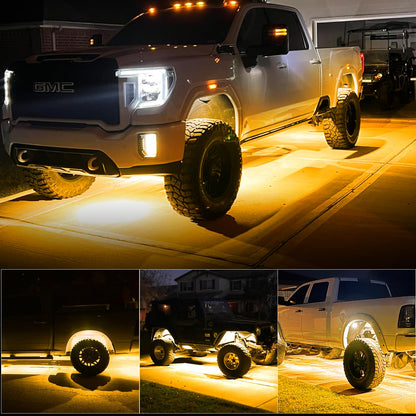 Nicoko 4Pods Pure White 72W High Power Rock Lights - Super Bright LED Underglow for Offroad Vehicles