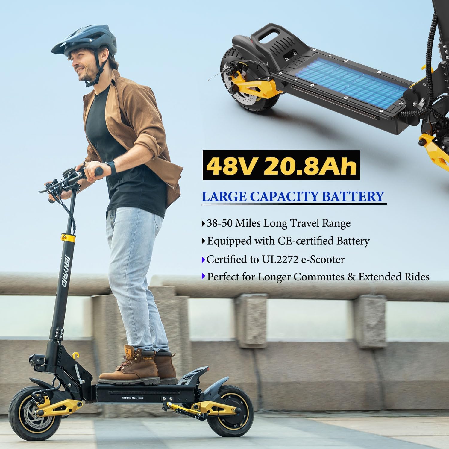   iENYRID ES1 Dual Motor Electric Scooter 2400W | 48V 20.8Ah, 38MPH, Off-Road, UL2272 Certified