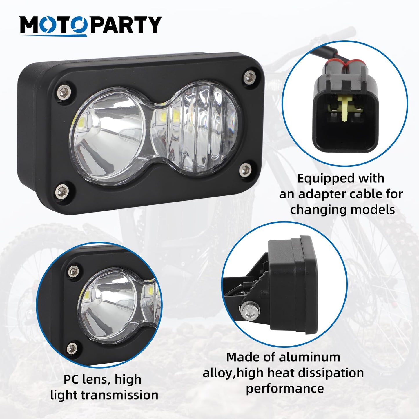 Dirtbike Headlight Kit for Sur-Ron Segway X260 & Talaria Sting R MX4 - LED Yellow Light Bar with Blue Switch