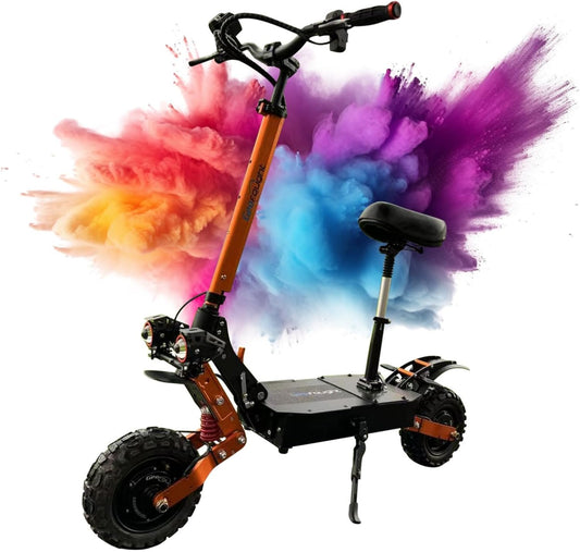 M11  60V 6000W Dual Motor Off-Road Electric Scooter with Seat – 50 MPH, Long Range, Foldable