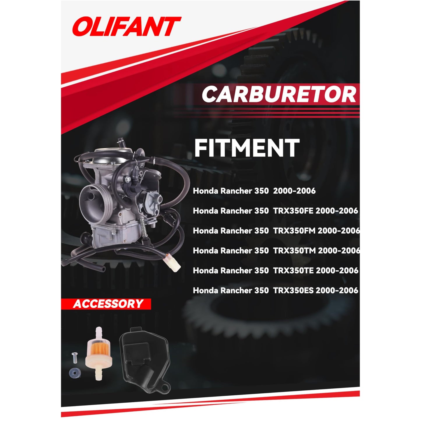 Carburetor for Honda Rancher 350 TRX350 (2000-2006) with Air & Oil Filters