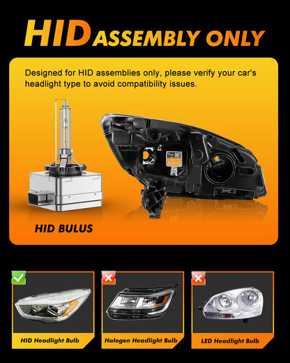 D1S Xenon HID Headlight Bulbs - 400% Enhanced Brightness, 6000K Cool White, Pack of 2