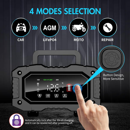 YONHAN 20A Battery Charger - Fully Automatic 12V/24V LiFePO4 & Lead Acid Maintainer