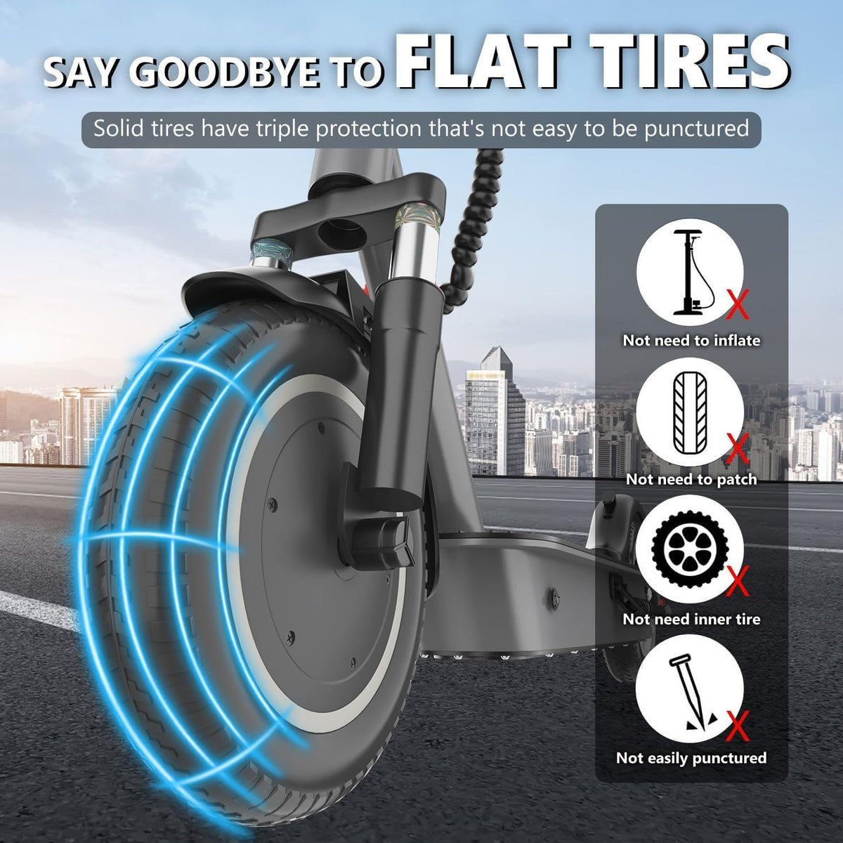   iE-M1 Electric Scooter 500W 36V 12.5Ah | 35KM/H Speed, Solid Tires, Dual Lights