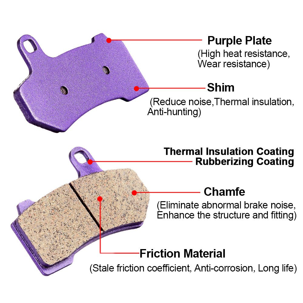ECCPP Brake Pads for FLHTCU Ultra Classic Electra Glide & FLHR Road King 2008-2022