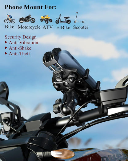 BRCOVAN Motorcycle Phone Mount Holder with Vibration Dampener & Secure Lock