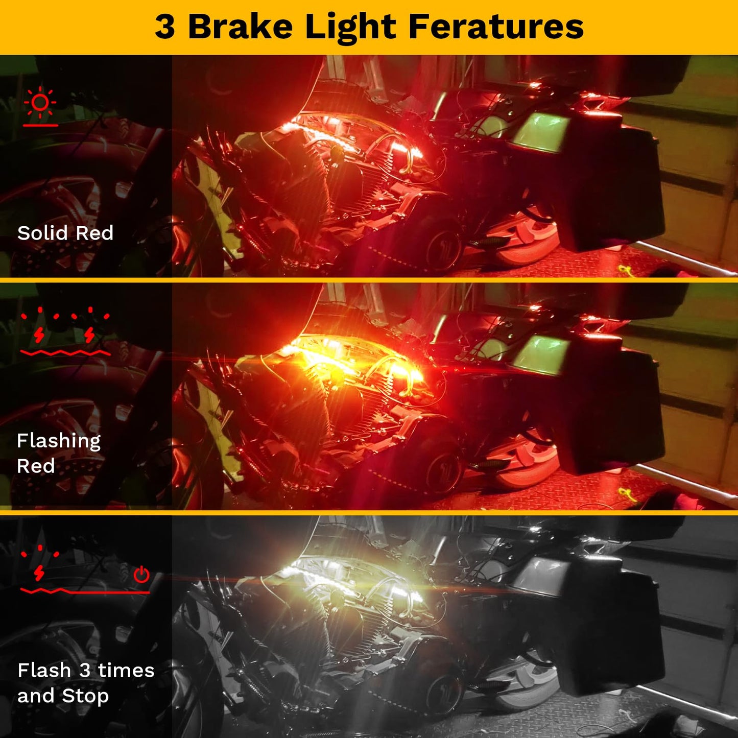 DITRIO 12pcs Underglow RGB LED Strip Light Kit for Motorcycles, Golf Carts, and ATVs