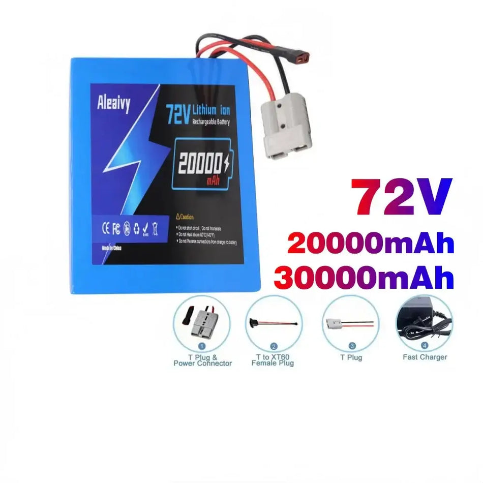 72V E-Bike Battery - 20Ah 30Ah Lithium-ion Pack for 500W-3000W Electric Scooter & Motorcycle