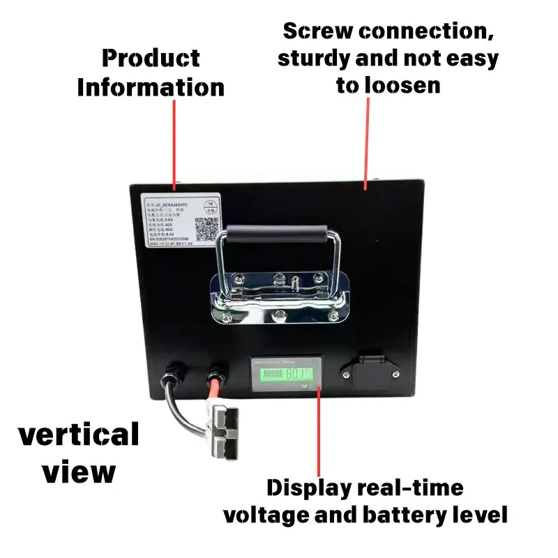 72V 21700 Lithium-ion Battery Pack 22Ah - 85Ah 20S BMS for 3000W-5000W Electric Motorcycle Motor & Inverter display and connection view.