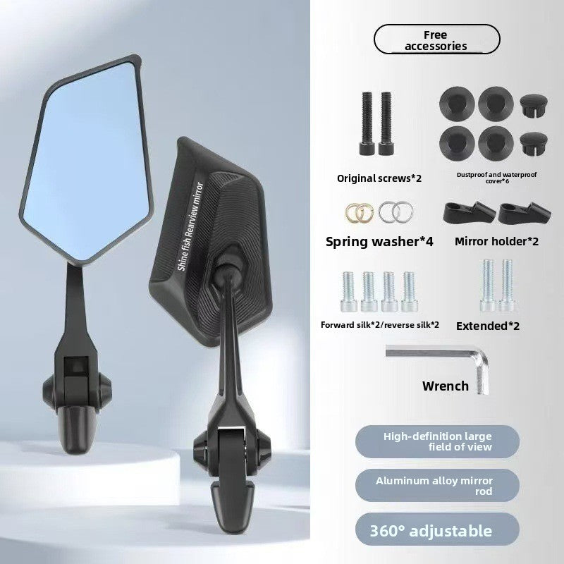 Universal Honda Scooter & Motorcycle Side Mirror Heavy-Duty Aluminum Alloy Square Rearview Mirror (3A Shock Absorption)