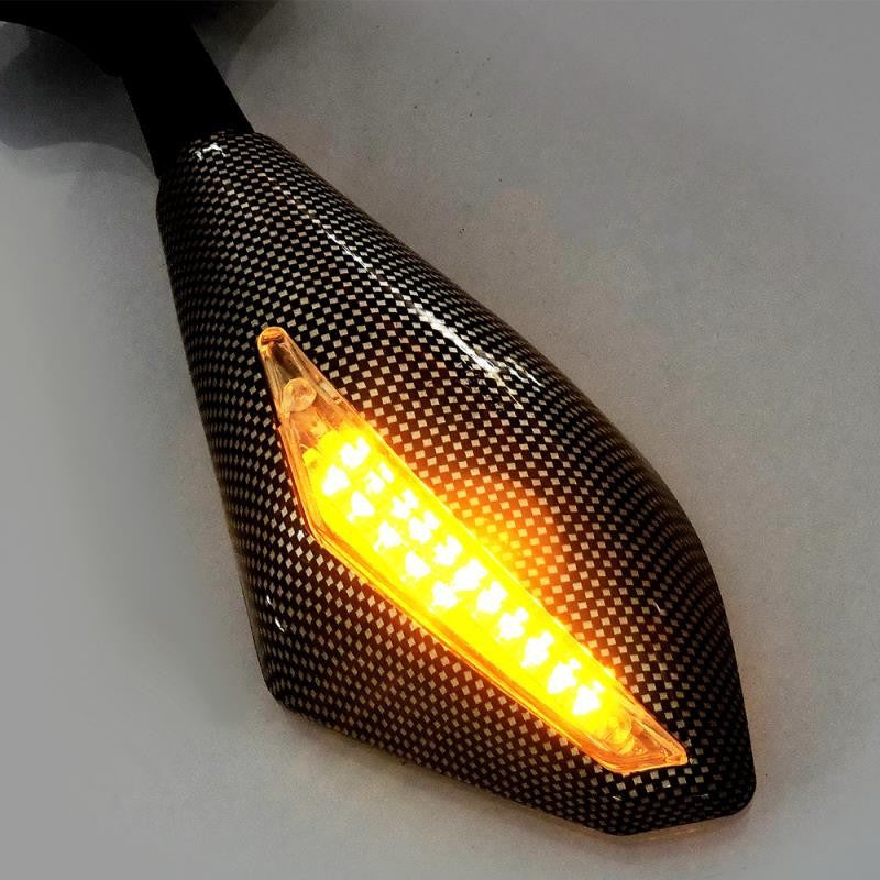 UGNE Model 702 LED Integrated Motorcycle Mirrors Wide Angle Double Curvature Design