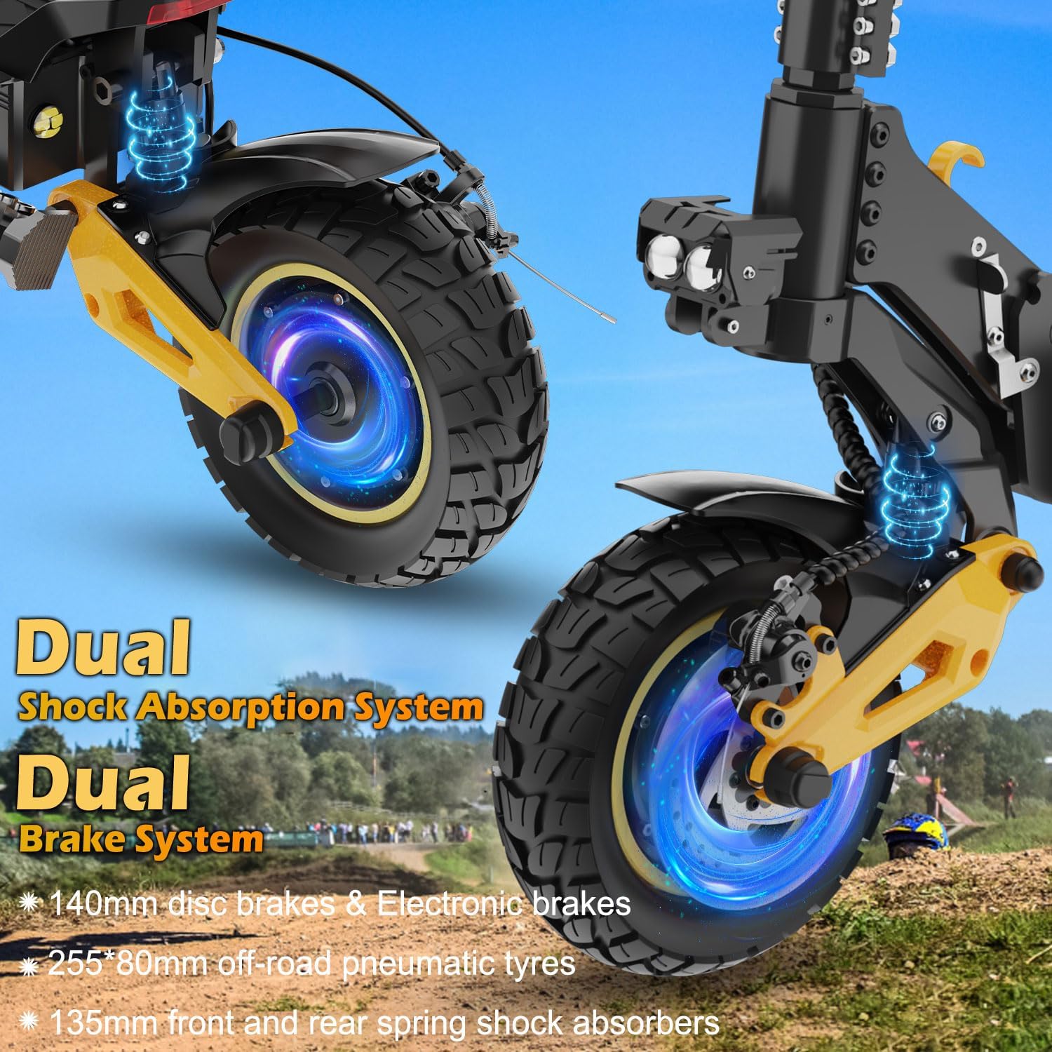   iENYRID ES1 Dual Motor Electric Scooter 2400W | 48V 20.8Ah, 38MPH, Off-Road, UL2272 Certified