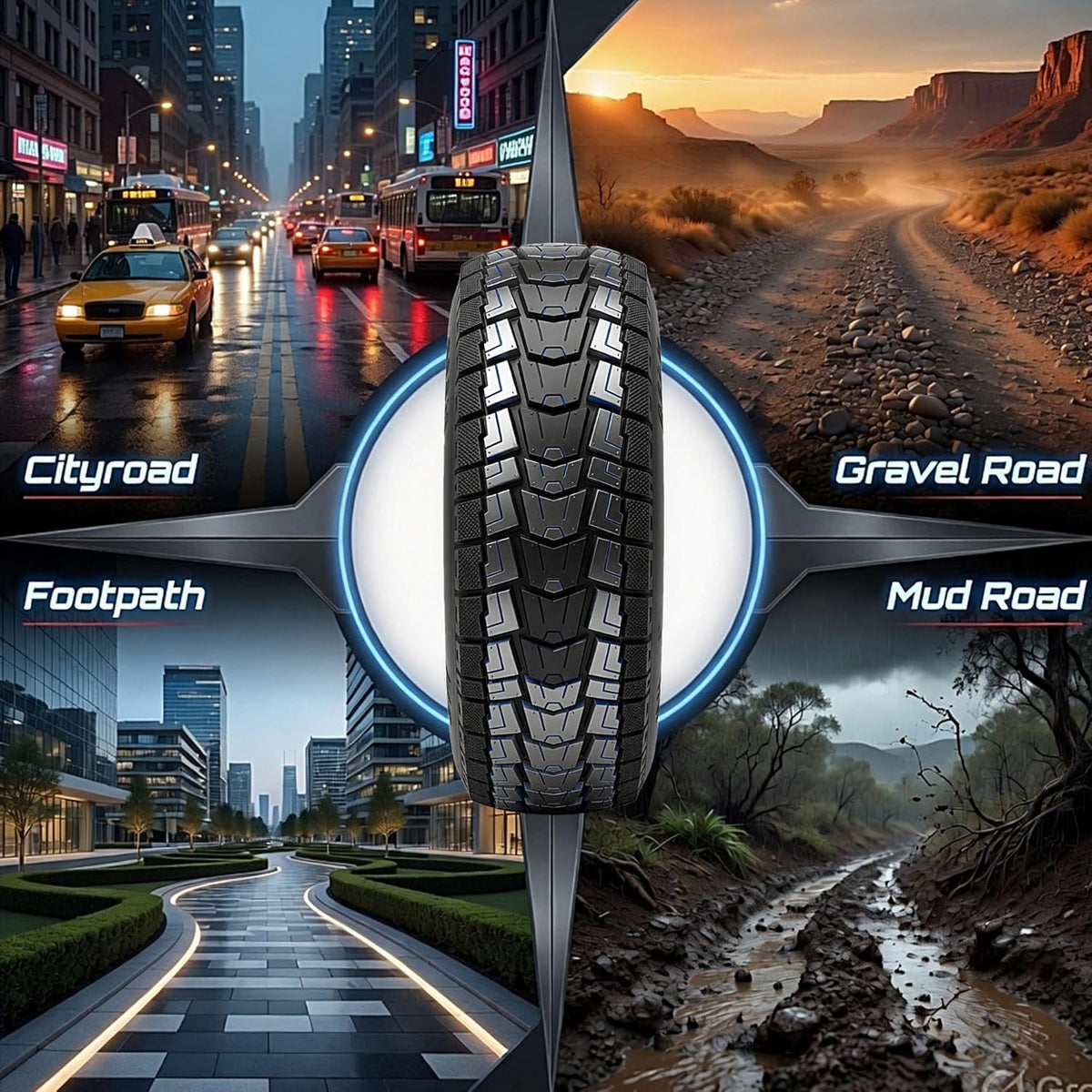 2 Pack 10x2.75-6.5 Self-Sealing Off-Road Tubeless Tires for Electric Scooter – 10 Inch