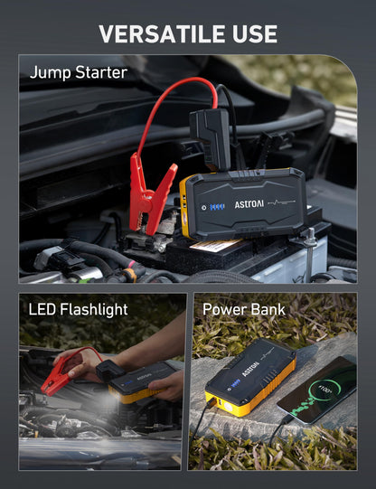 AstroAI S8 Car Battery Jump Starter, 1500A Peak Car Jumper Starter Battery Pack for Up to 6.0L Gas & 3.0L Diesel Engines, 12V Portable Jump Box with 3 Modes Flashlight and Jumper Cable