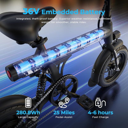 VARUN 500W Folding Electric Bike – 25 Mile Range, 32 km/h Speed, Dual Disc Brakes & Hidden Battery