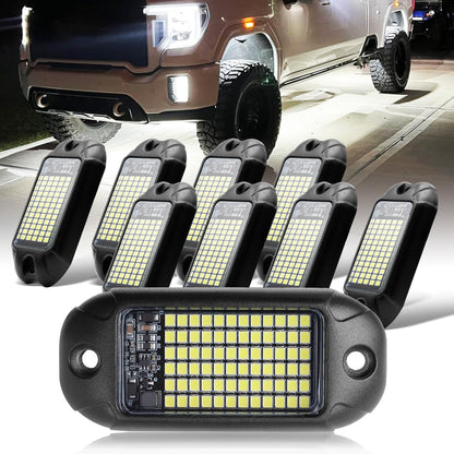 Nicoko 4Pods Pure White 72W High Power Rock Lights - Super Bright LED Underglow for Offroad Vehicles