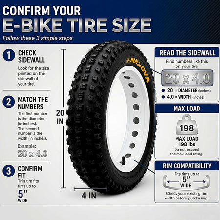 Fat Bike Tire and Inner Tube Set, 20x4 or 26x4 All-Terrain Knobby E-Bike Tires with Schrader Valve Tubes, Heavy Duty Replacement Mountain, Snow, Beach and Off-Road
