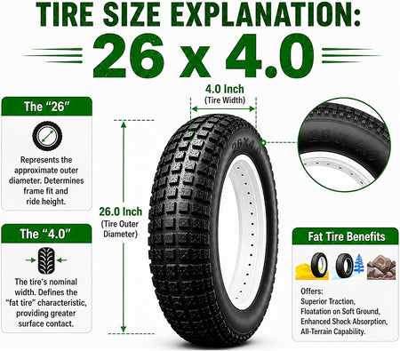 20x4.0 / 26x4.0 All-Terrain Folding, Puncture Resistant Fat Tire for E-Bikes & Fat Bikes, Includes 2 Tires and 2 Inner Tubes