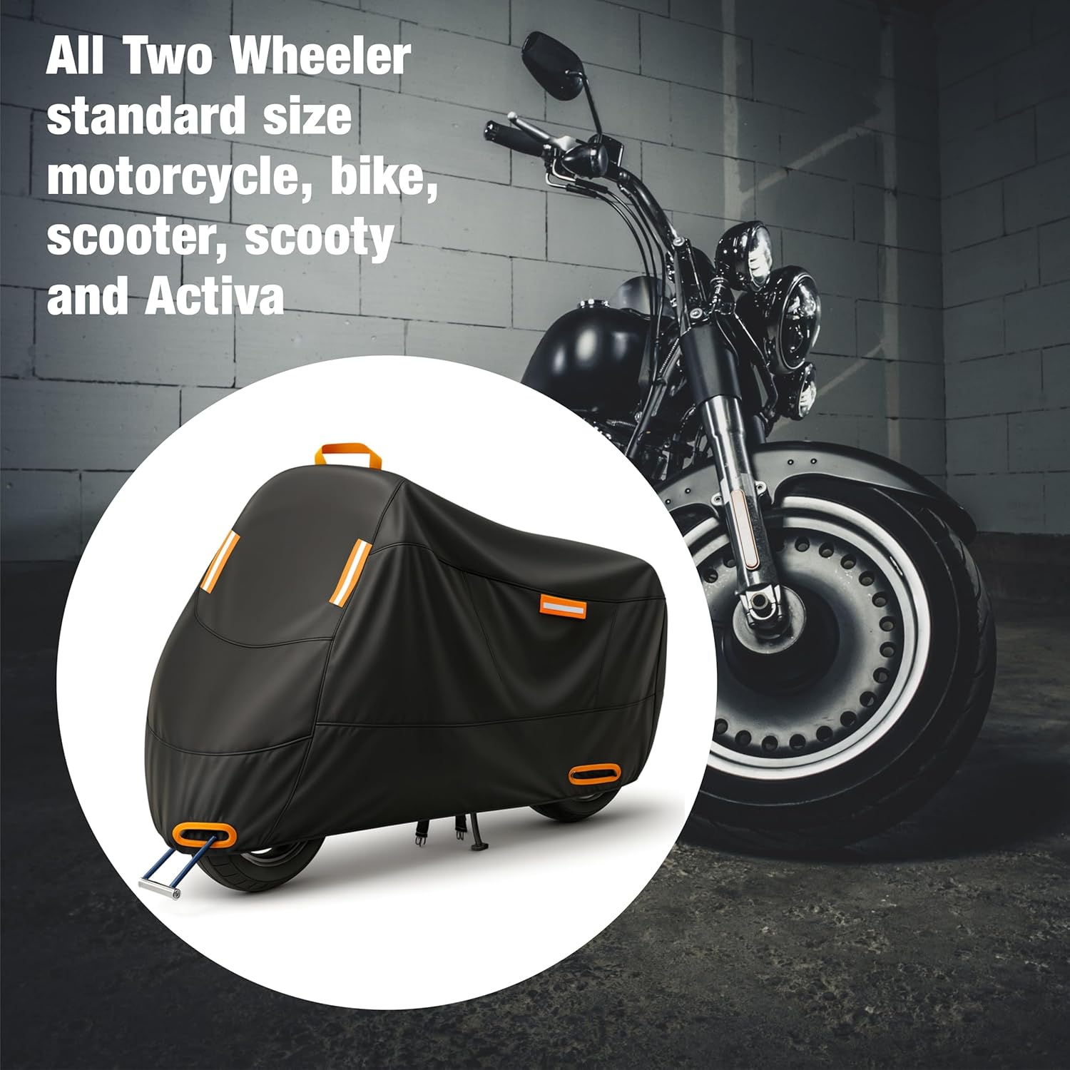 Ugne Waterproof Motorcycle Cover Outdoor Motorbike Scooter & Moped Cover with Reflective Strips, Lock Holes & Buckles, Sunproof Rainproof Dustproof (XXL)