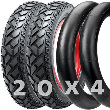 20x4.0 Fat Tire & Tube Set for E-Bikes – 2 Heavy-Duty Tires + 2 Schrader Inner Tubes – Fits Himiway, Rad - Non Folded
