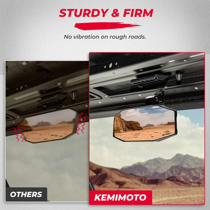 KEMIMOTO Tool-Free Adjustable Rear View Mirror for Polaris Ranger 1000 XP 900 500 570