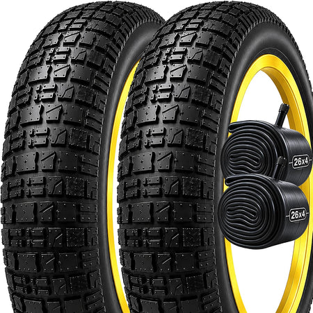20x4.0 / 26x4.0 All-Terrain Folding, Puncture Resistant Fat Tire for E-Bikes & Fat Bikes, Includes 2 Tires and 2 Inner Tubes