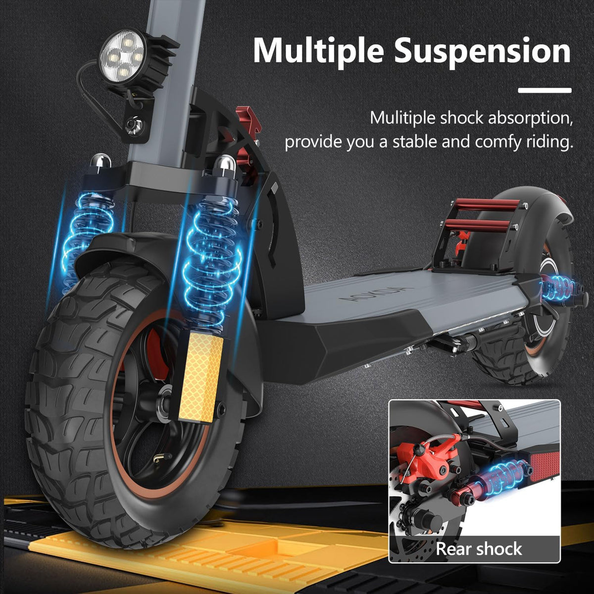   AOKDA A1 Folding Electric Scooter 800W 12.5Ah | 25MPH Speed, Dual Brakes, Off-Road Tires