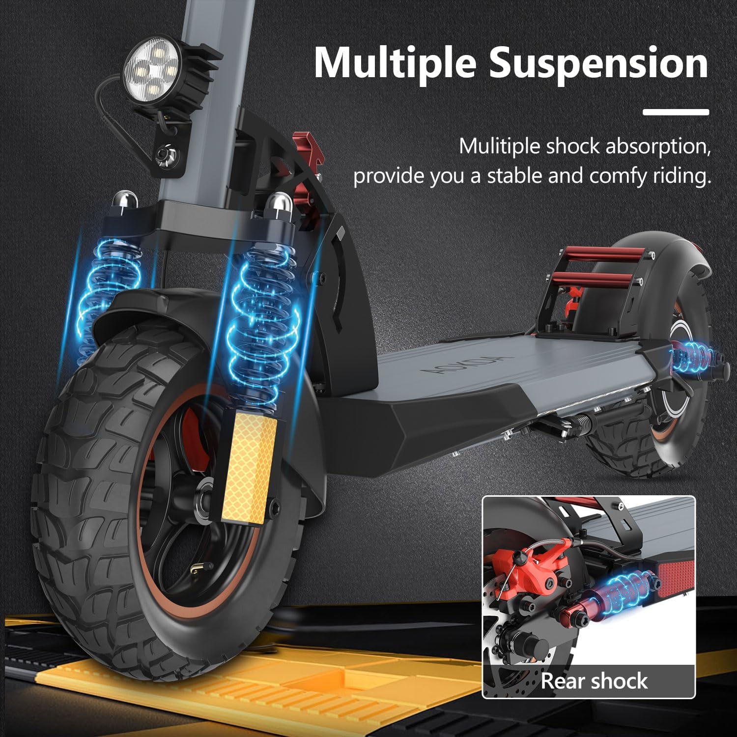   AOKDA A1 Folding Electric Scooter 800W 12.5Ah | 25MPH Speed, Dual Brakes, Off-Road Tires