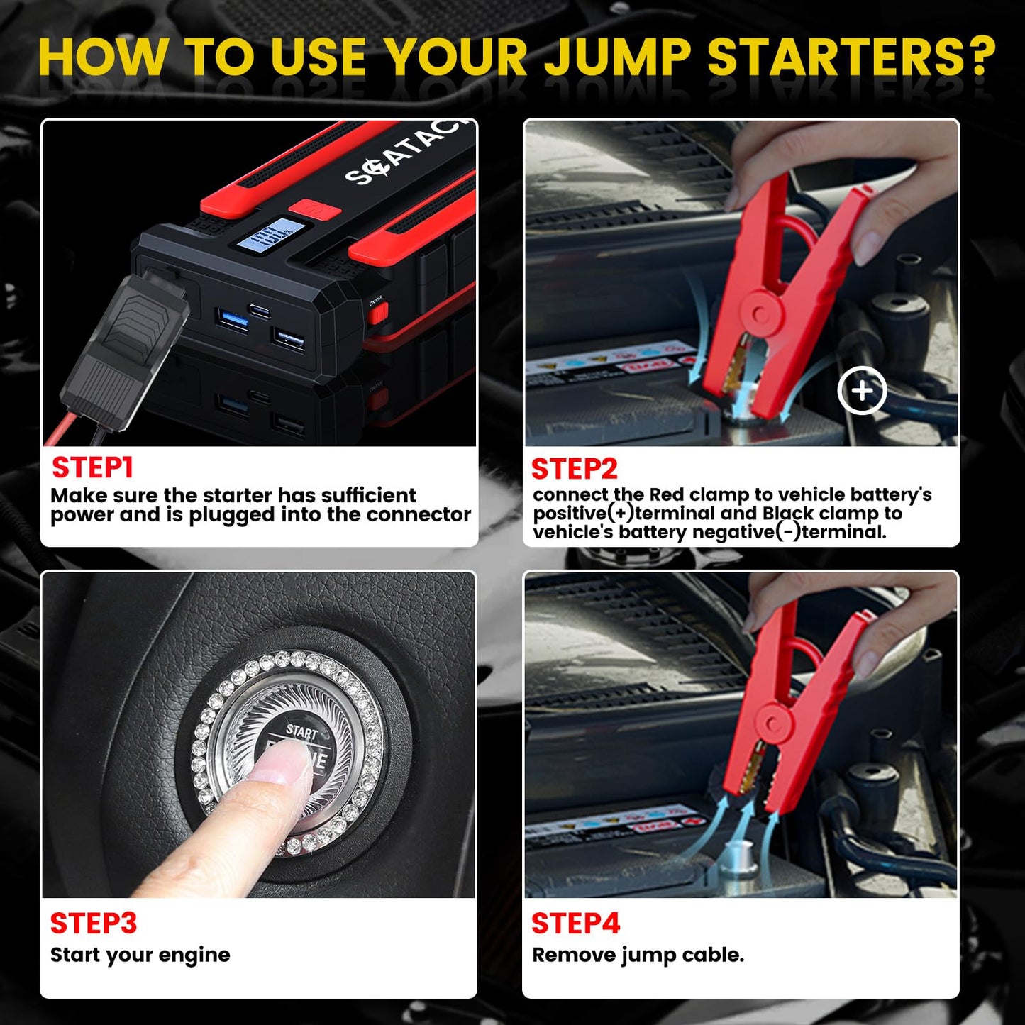 Scatach 002 4000A Car Battery Jump Starter - 12V Portable Battery Pack with LED Display