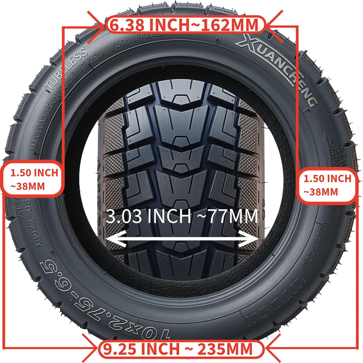 2 Pack 10x2.75-6.5 Self-Sealing Off-Road Tubeless Tires for Electric Scooter – 10 Inch