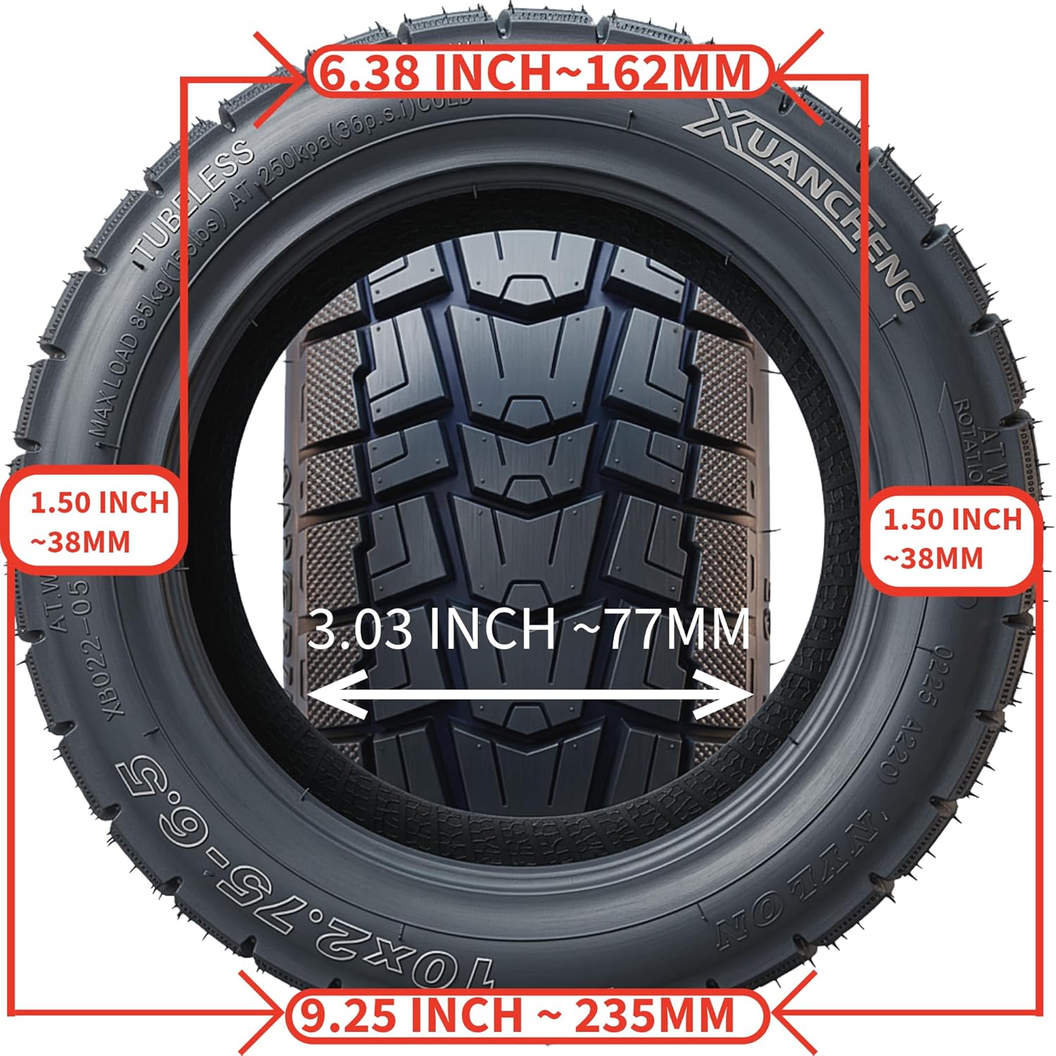 2 Pack 10x2.75-6.5 Self-Sealing Off-Road Tubeless Tires for Electric Scooter – 10 Inch