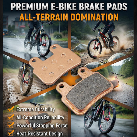 2 Pairs Copper Sintered E-Bike Disc Brake Pads for Ridstar Q20/Q20 Pro/H26 Pro All-Metal Low Noise High Heat Resistance Strong Bite Front & Rear Set